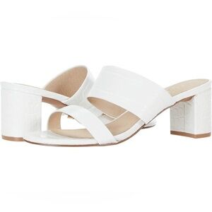 42 Gold White Block Heel Sandal